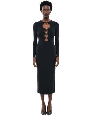 Burberry Round Neck Midi Dress - Black