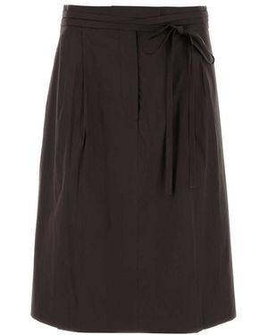 スカート PRADA Brown stretch poplin skirt (P176WGSOOO12VC F0192) Prada Poplin Poplin Wrap Skirt in Brown | Lyst