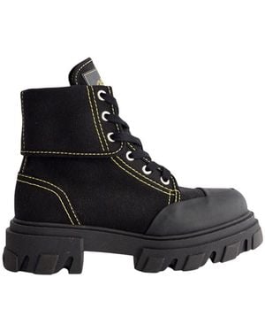 Ganni Lace-Up Boots - Black