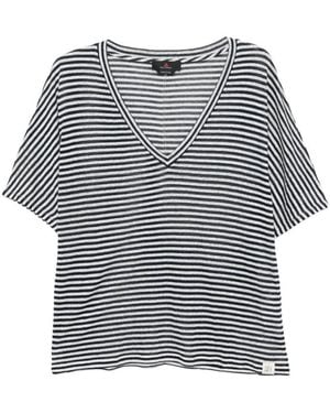 Peuterey V-Neck Stripes T-Shirt - Blue