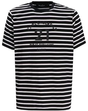 Karl Lagerfeld Crewneck Logo Striped T-Shirt - Black