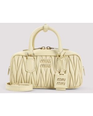 Miu Miu Ivory Soia Satchel Bag - Metallic
