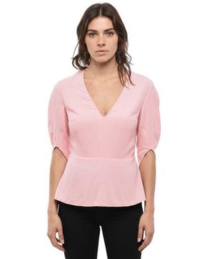 Stella McCartney Solid V Neck Top - Pink