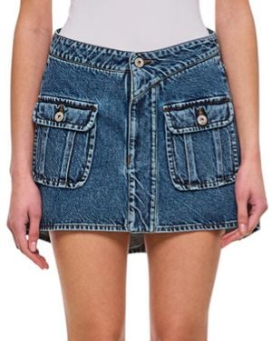 JW Anderson Irregular Hemline Mini Skirt With Front Patch Pockets - Blue