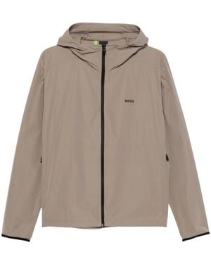 BOSS Logo Hood Jacket - Brown