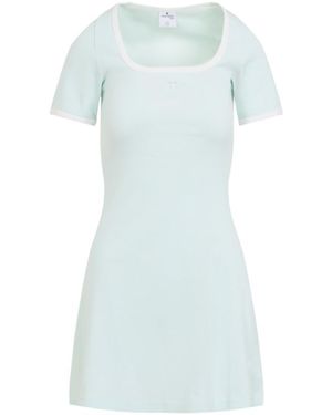 Courreges Courregès Light Mint Cotton Contrast Dress - Blue