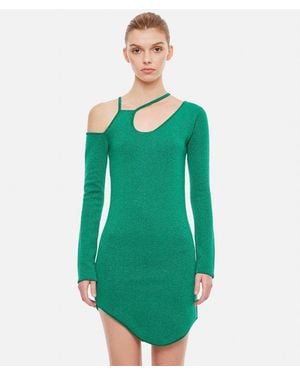 JW Anderson Glitter Cut-Out Asymmetric Dress - Green
