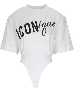 DSquared² Printed Crew Neck Top - White