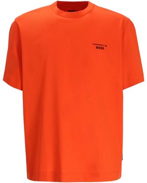 BOSS Crewneck Graphic Print T-Shirt - Orange