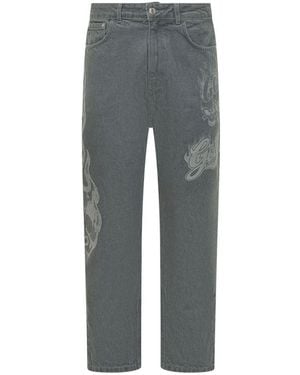 Gcds Carrot Mid Rise Jeans - Gray