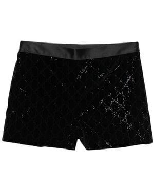 Gucci Embroidered Cotton Velvet Shorts - Black