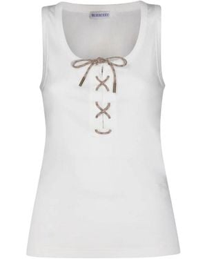 Burberry Solid Round Neck Top - White