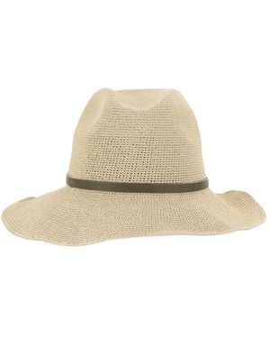 Filippo Catarzi 1910 Paper Brim Hat Leather Strap - Natural