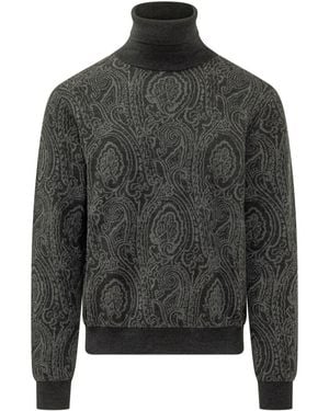 Etro Paisley Turtle Neck Sweater - Black