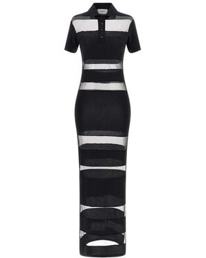 Coperni Striped Sheer Polo Dress - Black