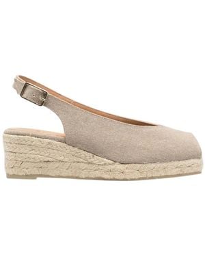 Castañer Canvas Slingback Wedges - Natural