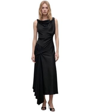Victoria Beckham Cowl Neck Midi Dress - Black