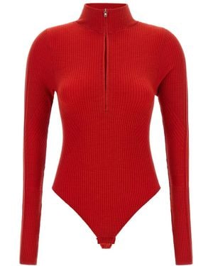 Perfect Moment Textured Mock Collar Bodysuit