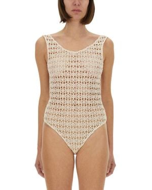 Alysi Crochet Scoop Neck Top - Natural