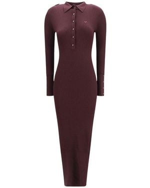 Courreges Shirt Collar Maxi Dress - Purple