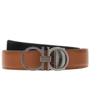 Ferragamo Textured Reversible Belt - Brown