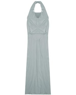 Alysi Solid Halter Neck Maxi Dress - Blue