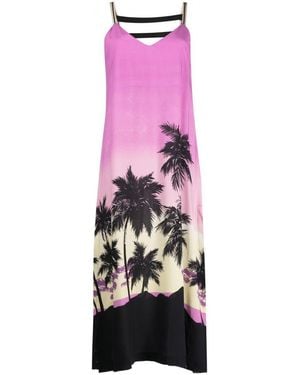 Palm Angels Sunset Print Midi Dress - Pink