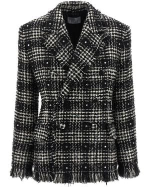 GIUSEPPE DI MORABITO Blackwhite Checks Peaked Lapel Blazer