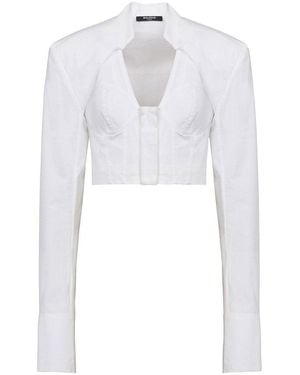 Balmain Cotton Poplin Cropped Shirt - White