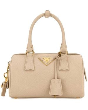 Prada Logo Mini Satchel - Natural