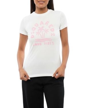 DSquared² Graphic Crew Neck T-Shirt - White