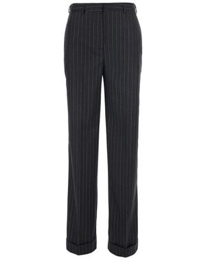 Semicouture Regular Flat Front Trousers - Blue
