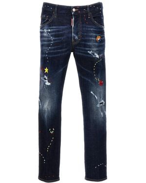 DSquared² Tapered Mid Rise Jeans - Blue
