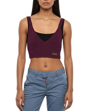 DSquared² Knitted V Neck Top - Purple