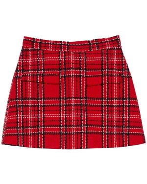 MSGM Check Pattern Shorts - Red