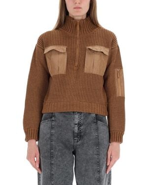 Baum und Pferdgarten Knitted Mock Collar Jumper - Brown