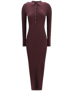 Courreges Shirt Collar Maxi Dress - Purple