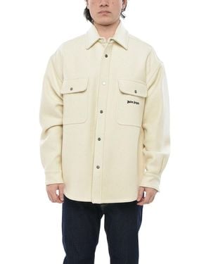 Palm Angels Logo Shirt Jacket - Natural