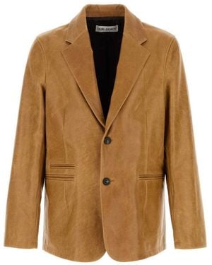 Our Legacy Leather Opening Blazer - Brown
