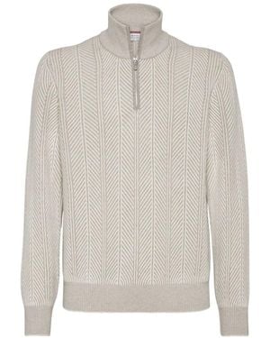 Brunello Cucinelli Turtle Neck Sweater - White