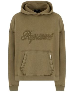 Represent Embroidered Logo Hoodie - Green
