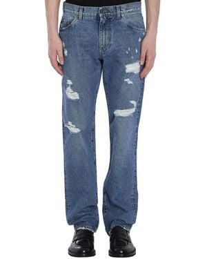 Dolce & Gabbana Distressed Mid Rise Jeans - Blue