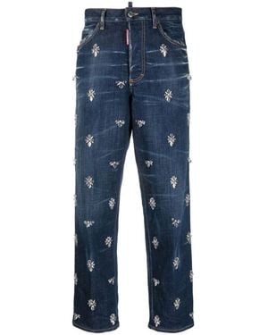 DSquared² Crystal Flies High-Rise Jeans - Blue