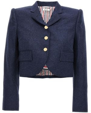 Thom Browne Cropped Flannel Jacket - Blue
