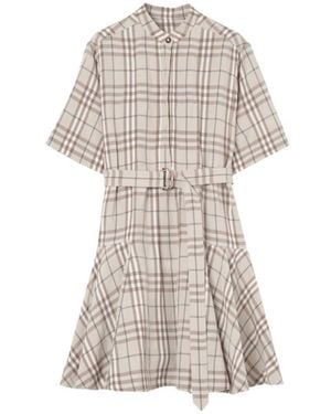 Burberry Checks Mini Dress - Natural
