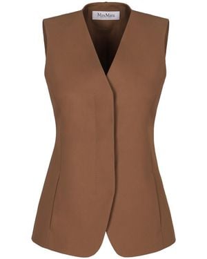 Max Mara Solid V Neck Blazer - Brown