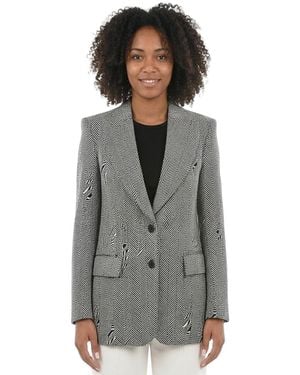 Stella McCartney Chevron Notched Lapel Blazer - Gray