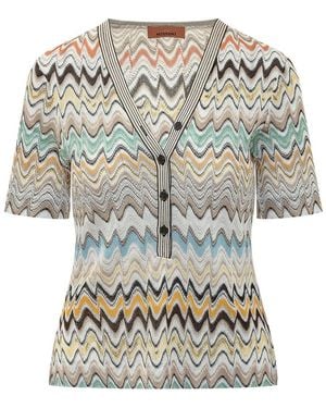 Missoni Chevron V Neck Sweater - Gray