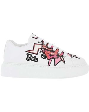 Prada Graphic Sneakers - White