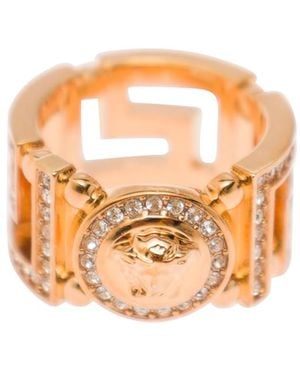 Versace Strass Embellished Metal Ring - Pink